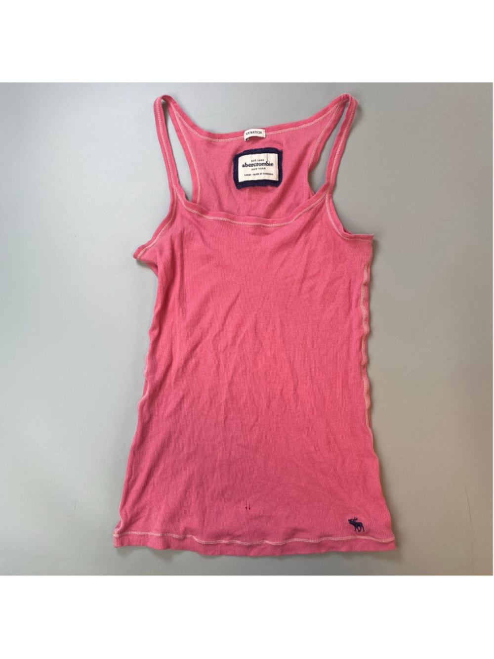 Y2K Abercrombie Tank Pink Large Moose Logo Mallcore McBling Elena Gilbert FLAW